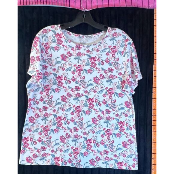 croft & barrow Tops - Croft & Barrow Women's Large Pink Floral Short Sleeve Crewneck T-Shirt